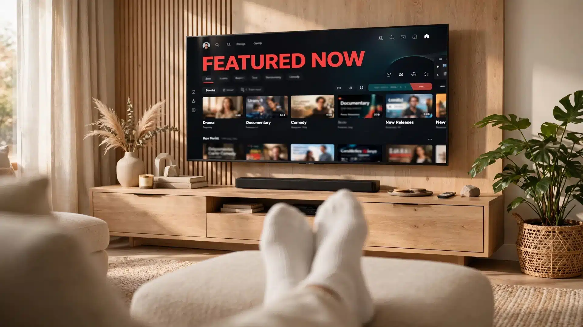 Person pointing a remote at a smart TV ready to set up an IPTV UK subscription