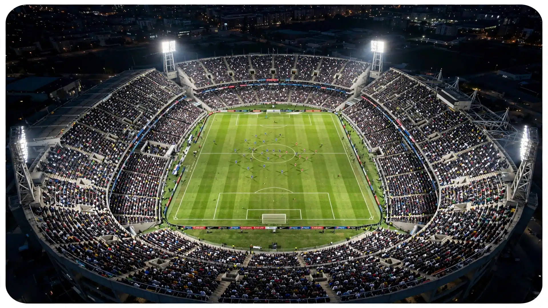 Floodlit football stadium — test live sports during your IPTV UK free trial